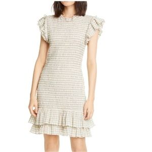 Veronica Beard Cici Smocked Gingham Mini Dress